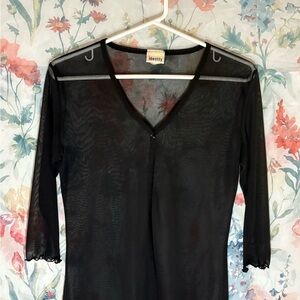 Vintage Black Sheer Top with 3/4 Sleeves